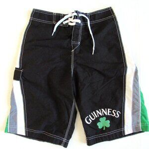 Guinness Men’s Board Shorts Black Green Shamrock Logo Swim Surf Medium 33-34”